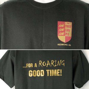 Three Lions Pub For A Roaring Good Time Bar T-Shirt Large Mens Redmond WA Motto